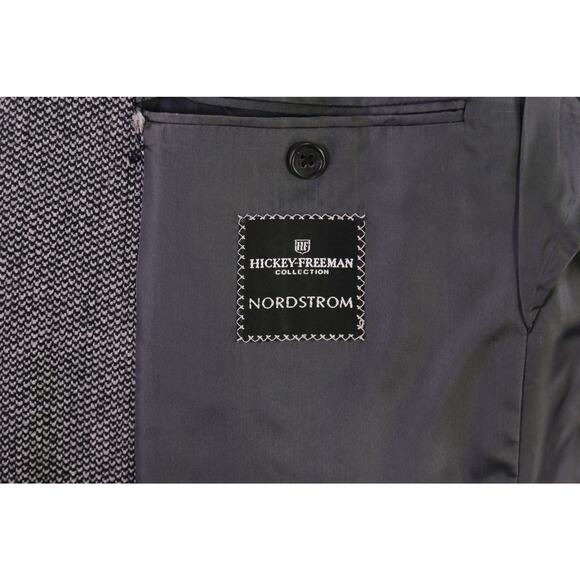Hickey Freeman Gray Black Tweed Woven Wool Cashmere 2-Btn Blazer Jacket 43L - Picture 7 of 8